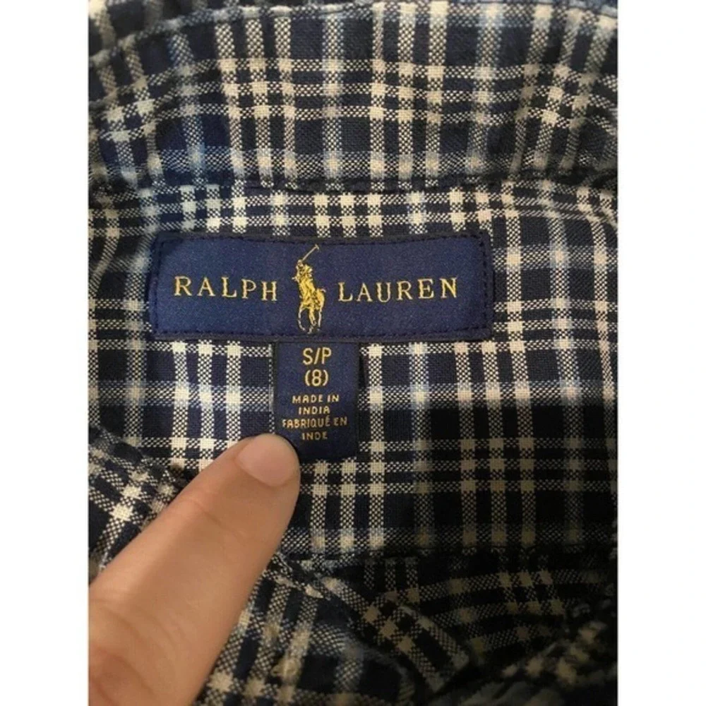 Ralph Lauren Long Sleeve Button Down Shirt Plaid Blue Boy's Small S‎ (8)